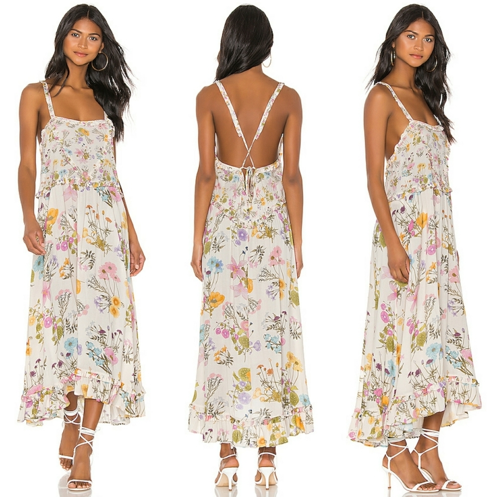 Wild Bloom Strappy Midi Dress Cream Spell Designs - Picture 1 of 16